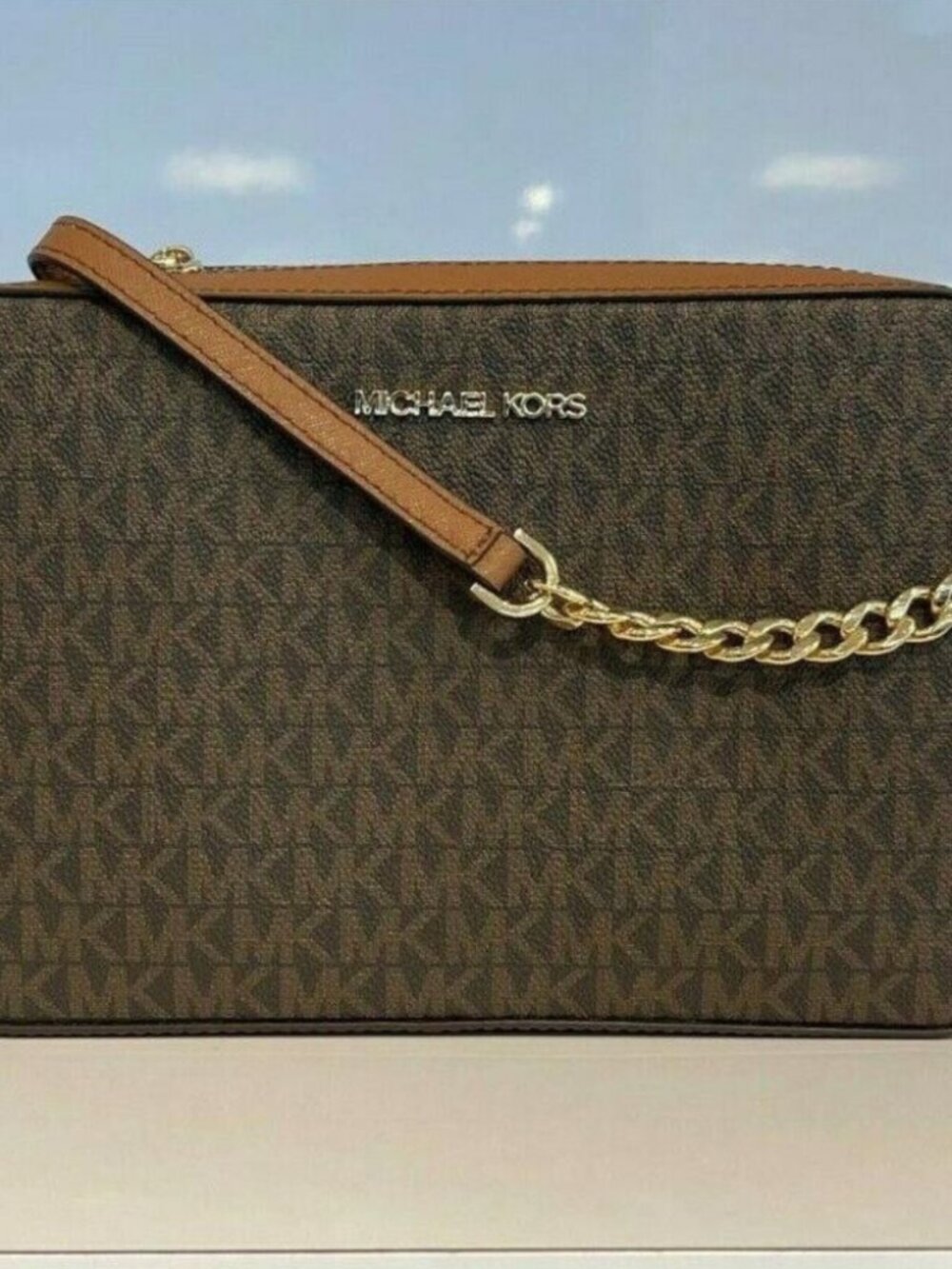New Michael Kors Jet Set Item East West Shoulder Crossbody Bag MK Brown